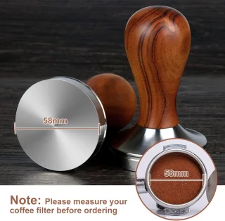 Espressotamper 58 mm - RVS met houten handgreep