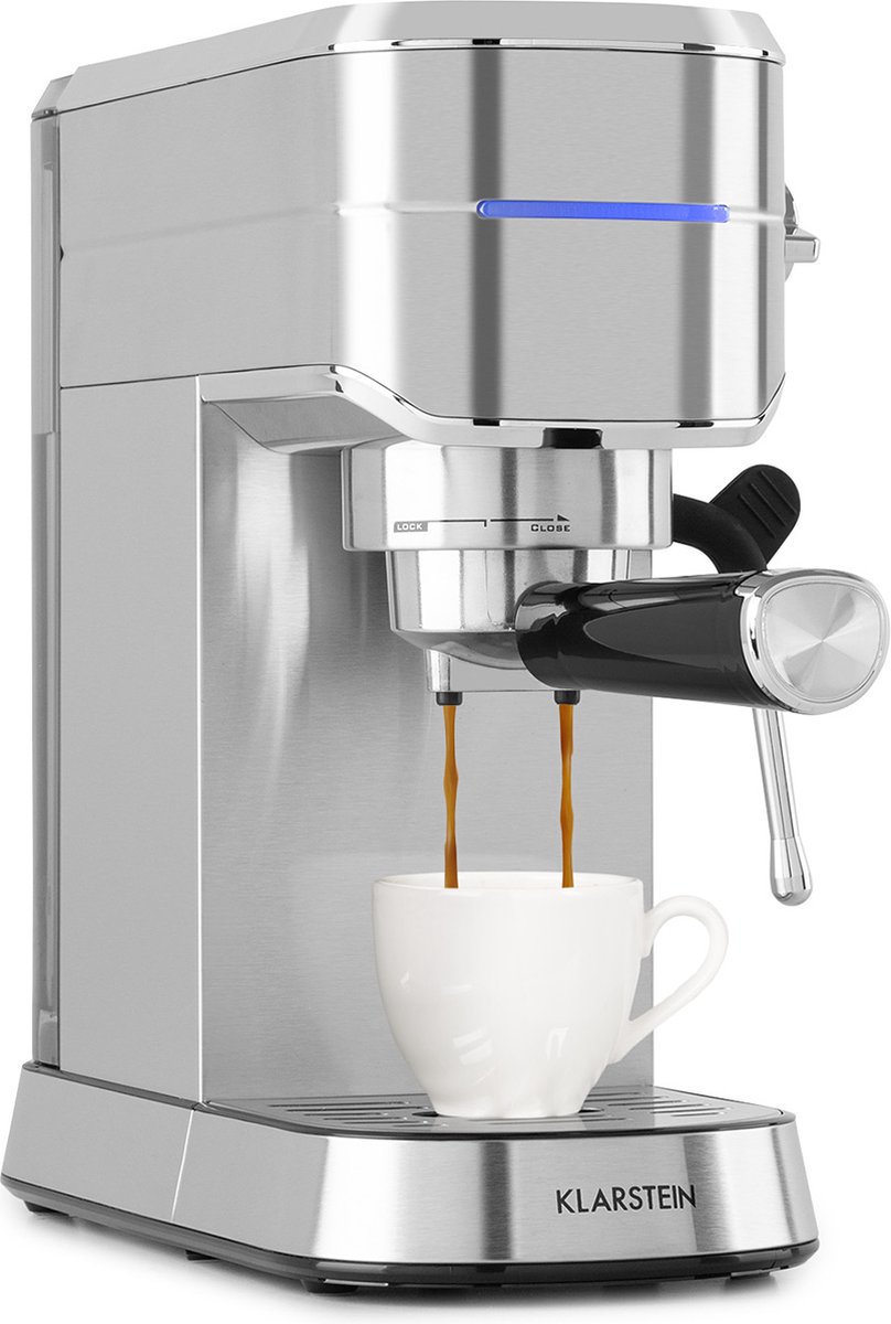 De Futura Espresso Maker 20 bar 1,25L RVS in één oogopslag
