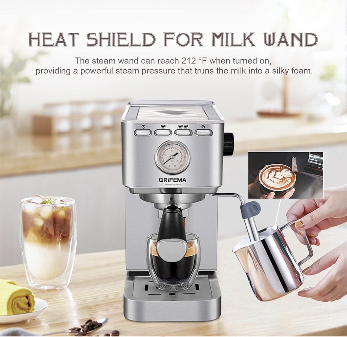 De GRIFEMA GC3003 Espresso maker en koffiemachine in één oogopslag