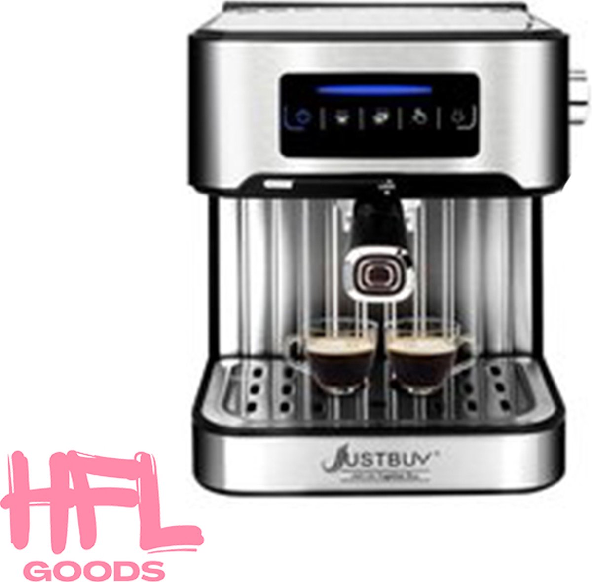 De HFL Goods Espresso Apparaat LCD Touch Cappuccino Zilver in één oogopslag