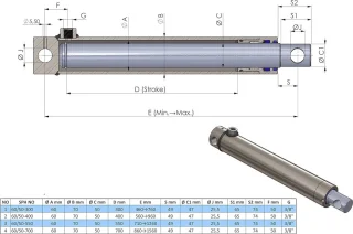 Hydraulische Cilinder Enkelwerkend 30/25-300 Compleet