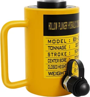 Hydraulische fleskrik 20 ton - 50 mm slag - geel/zwart