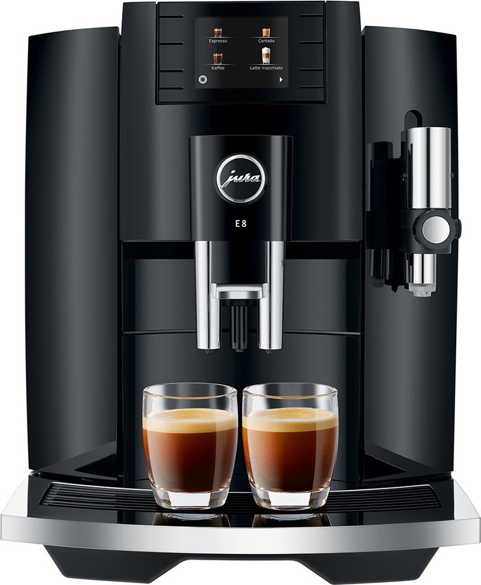 De JURA E8 Volautomatische espressomachine Piano Black in één oogopslag