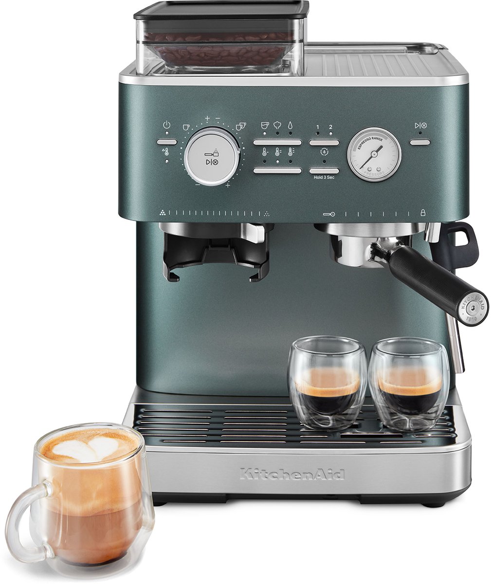 De KitchenAid Juniper Halfautomatische Espressomachine met Koffiemolen in één oogopslag