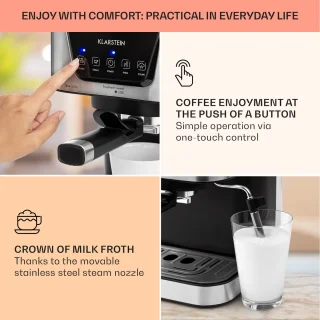 Klarstein Arabica Volautomatische Espressomachine Zilver/Zwart