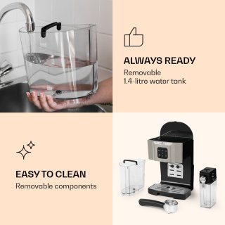 Klarstein Bellavita Koffiezetapparaat 1450W 1,4L Zilver