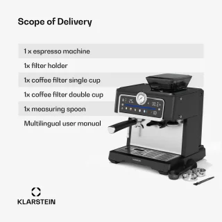 Klarstein GrandPresso Touch Pistonmachine met Molen zwart