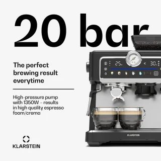 Klarstein GrandPresso Touch Pistonmachine met Molen zwart