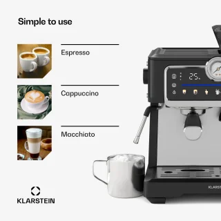 Klarstein GrandPresso Touch Pistonmachine met Molen zwart