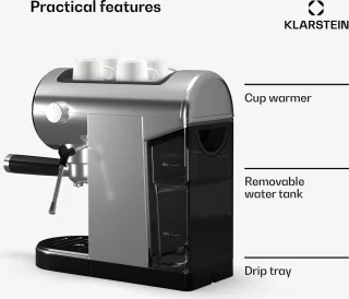 Klarstein Retro Mini Espresso Maker 0,9L Zilver