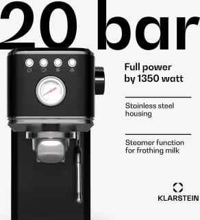 Klarstein Steelpresso Slim Zwarte Espressomachine
