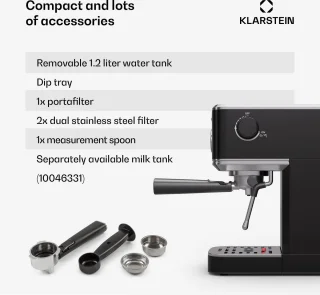 Klarstein Steelpresso Slim Zwarte Espressomachine