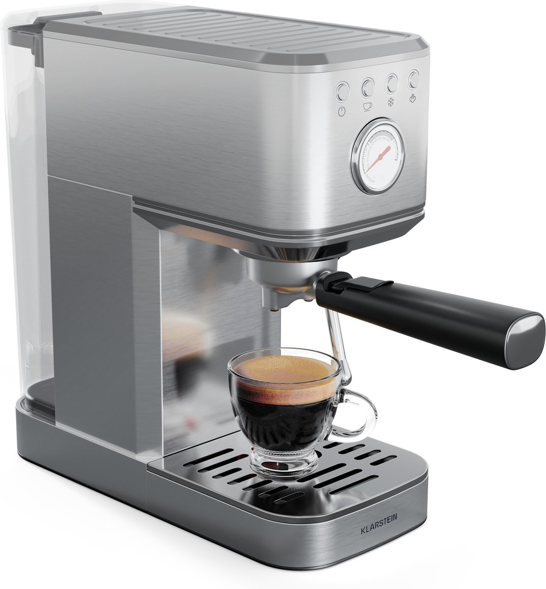 De Klarstein Steelpresso Touch Slim Espressomachine 20 Bar Zilver in één oogopslag