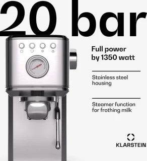 Klarstein Steelpresso Touch Slim Espressomachine 20 Bar Zilver
