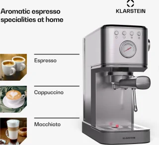 Klarstein Steelpresso Touch Slim Espressomachine 20 Bar Zilver