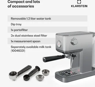 Klarstein Steelpresso Touch Slim Espressomachine 20 Bar Zilver
