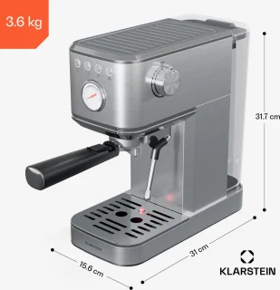 Klarstein Steelpresso Touch Slim Espressomachine 20 Bar Zilver