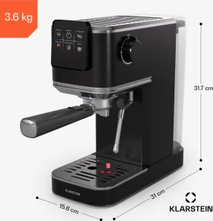 Klarstein Steelpresso Touch Slim Portafilter Espressomachine Zwart