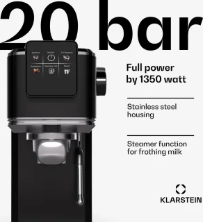 Klarstein Steelpresso Touch Slim Portafilter Espressomachine Zwart