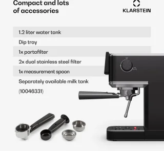Klarstein Steelpresso Touch Slim Portafilter Espressomachine Zwart