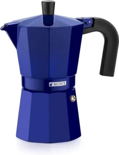 Kobaltblauwe aluminium espressomachine