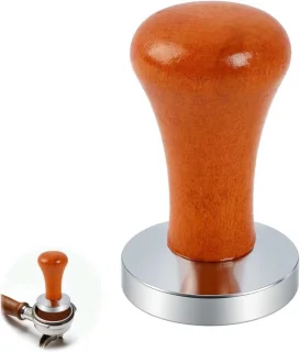 Koffie tamper 51 mm bruin