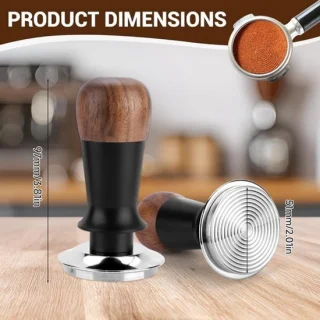 Koffie tamper 51mm hout roestvrijstaal