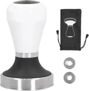 Koffie tamper 58.5mm basis zilver zwart