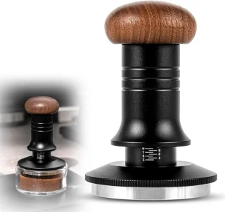 Koffie tamper Espresso Press 58 mm zilver hout