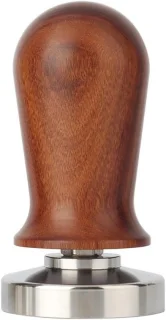 Koffie tamper houten handvat 51 mm bruin