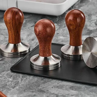 Koffiepers Tool Espresso Handvat 51 mm RVS Bruin-Rood
