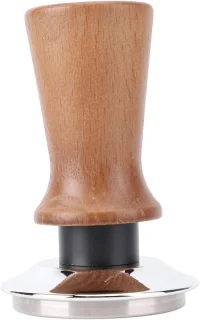 Koffiestamper 51 mm RVS met houten handvat