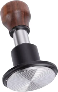Koffiestamper 58.5 mm zilver walnoot