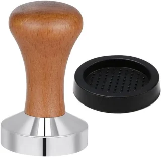 Koffietamper 51mm RVS met houten handvat