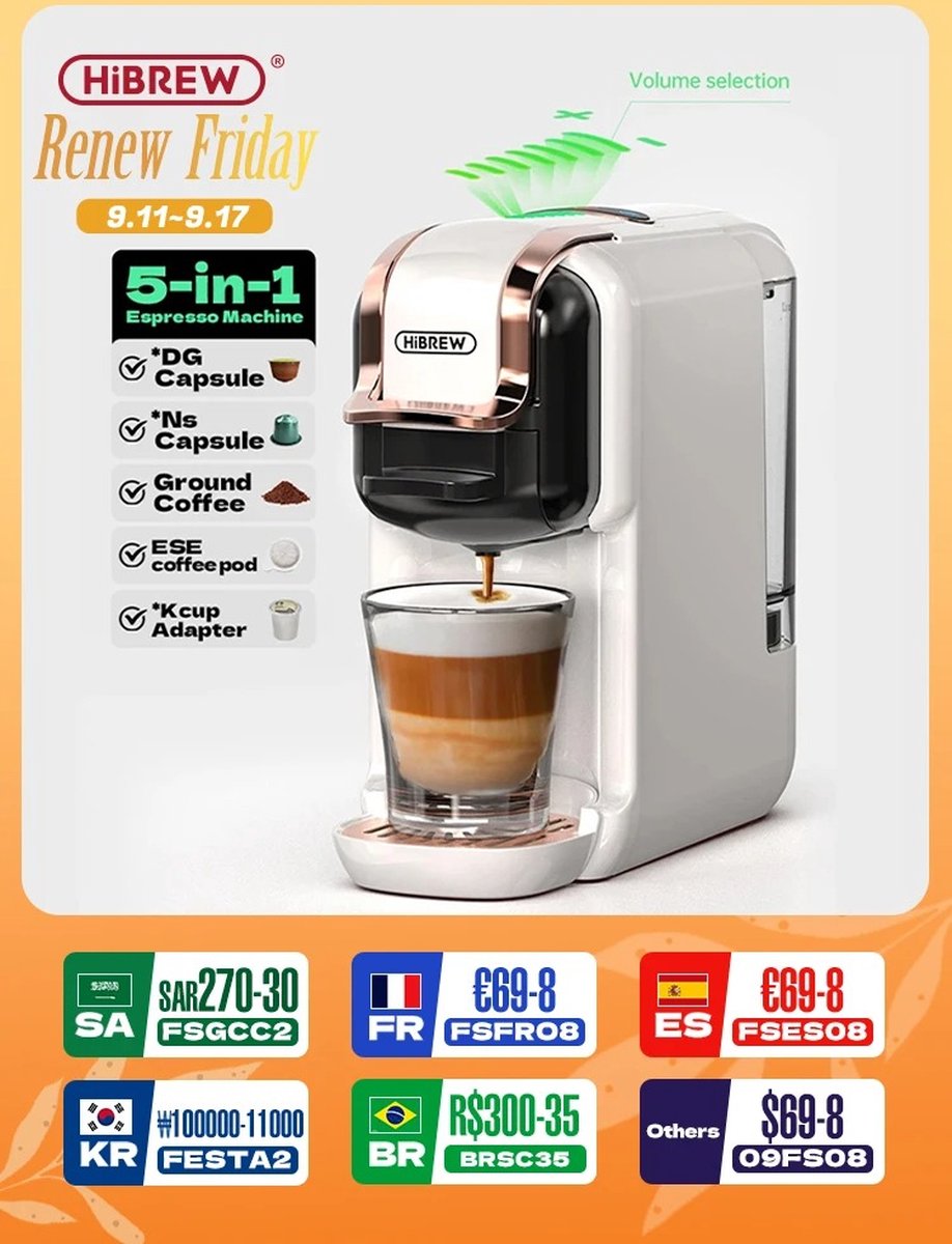 Koffiezetapparaat 5-in-1 met Melkopschuimer