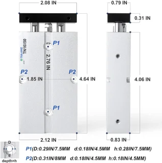 Luchtcilinder dubbelwerkend 16 x 50 mm aluminium