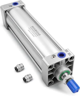 Luchtcilinder dubbelwerkend - enkele staaf - 63 mm boring - 200 mm slag - zilver
