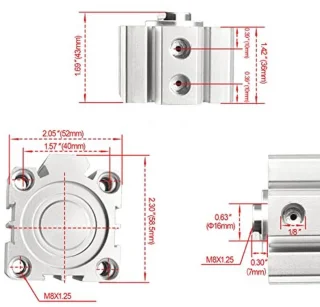 Luchtcilinder Ø40 x 10 mm dubbelwerkend