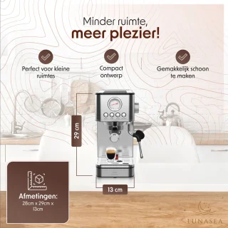 LunaSea RVS Piston Espressomachine 1.8L