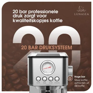 LunaSea RVS Piston Espressomachine 1.8L