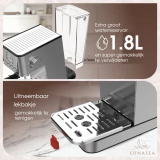 LunaSea RVS Piston Espressomachine 1.8L