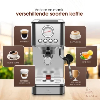 LunaSea RVS Piston Espressomachine 1.8L