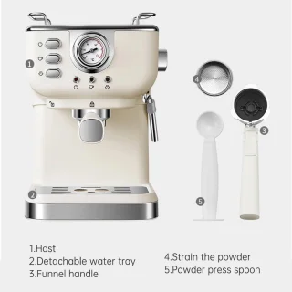 Luvlea Espresso apparaat beige met melkopschuimer