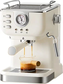 Luvlea Espresso apparaat beige met melkopschuimer