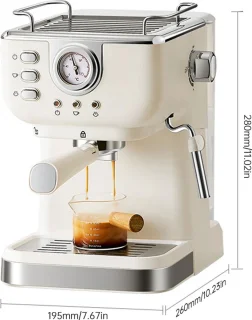 Luvlea Espresso apparaat beige met melkopschuimer