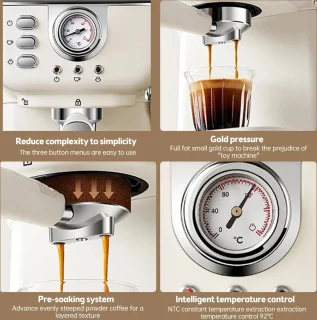 Luvlea Espresso apparaat beige met melkopschuimer