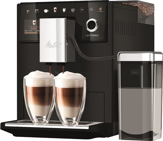 Melitta Espresso Latte Select Frosted Zwart — slimme volautomaat voor melkliefhebbers