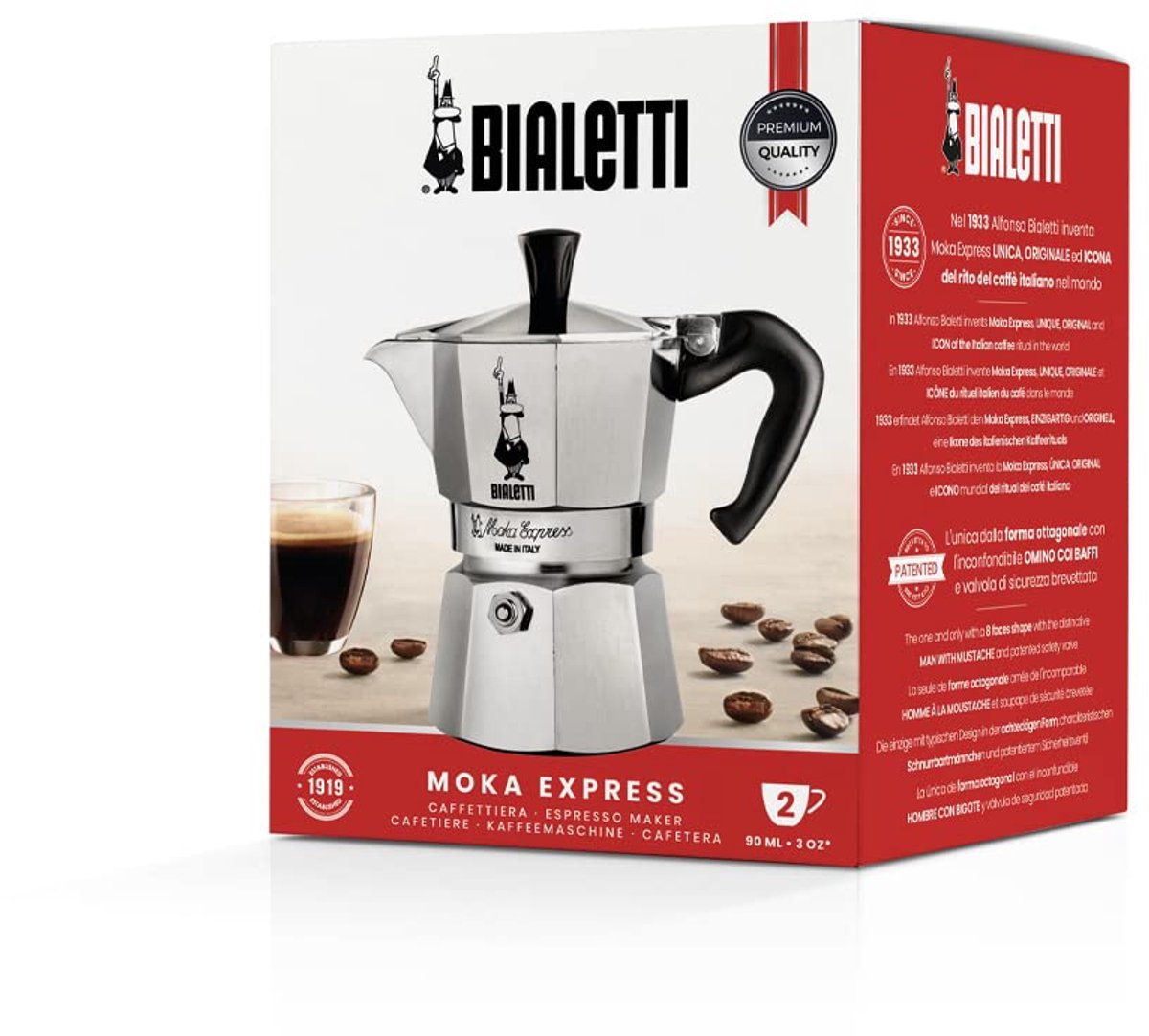 Ophy Moka Express espressomachine 2 kopjes aluminium