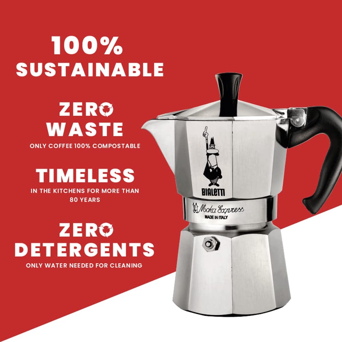 Ophy Moka Express espressomachine 2 kopjes aluminium