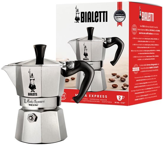 Ophy Moka Express espressomachine 2 kopjes aluminium